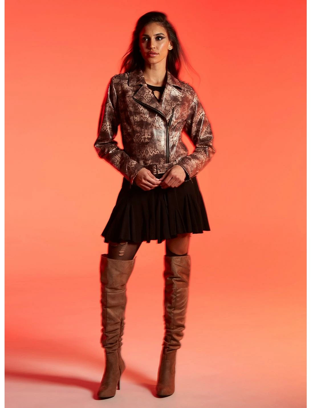 HUNIVERS Her Universe Wonder Woman 1984 Cheetah Crop Moto Jacket 2 HUNIVERS Her Universe Wonder Woman 1984 Cheetah Crop Moto Jacket - Image 2