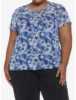HUNIVERS Her Universe DC Comics Wonder Woman 1984 Star Mesh Top Plus Size