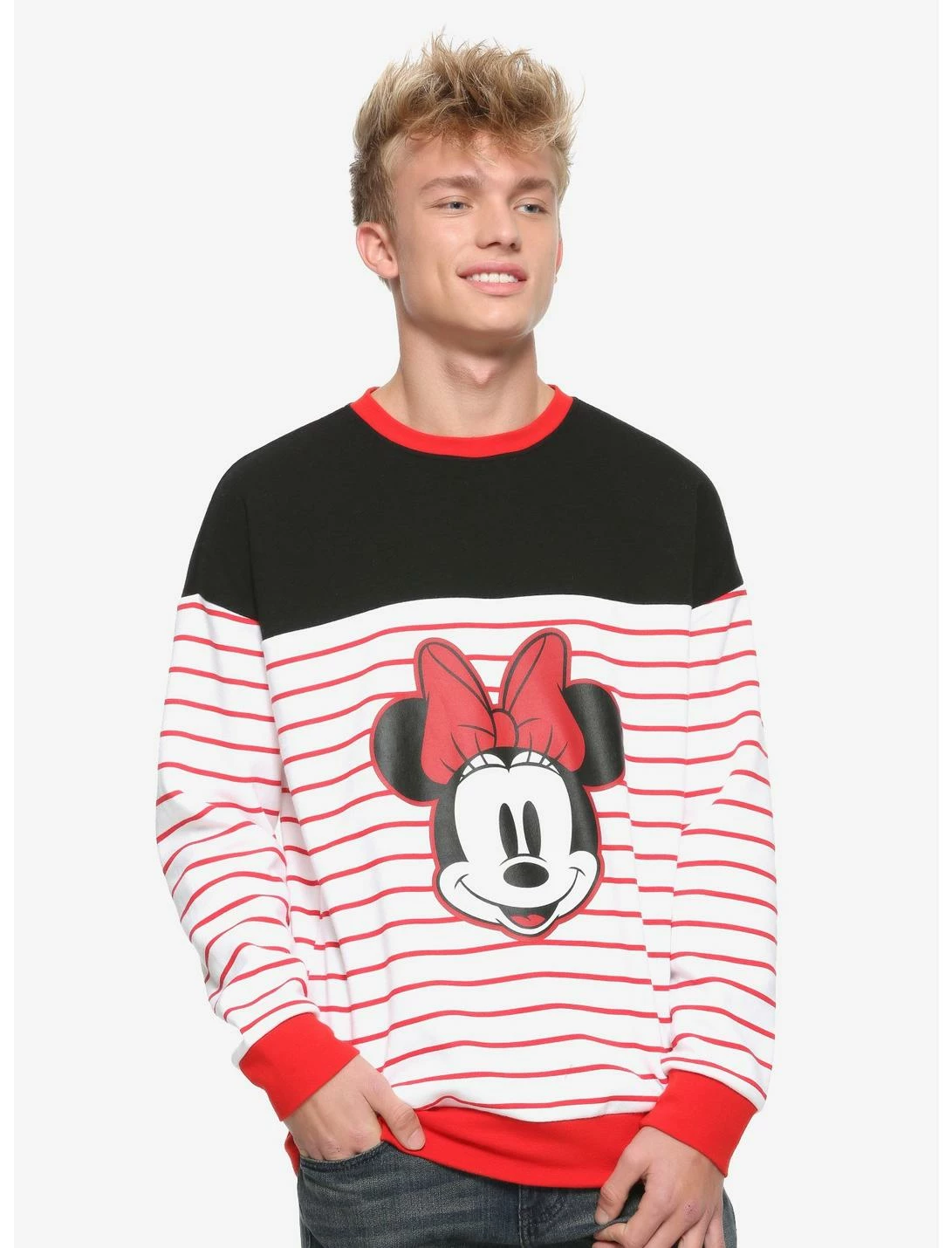 OURUNVRS Our Universe Disney Minnie Mouse Striped Sweatshirt Her Universe Exclusive 2 OURUNVRS Our Universe Disney Minnie Mouse Striped Sweatshirt Her Universe Exclusive - Image 2