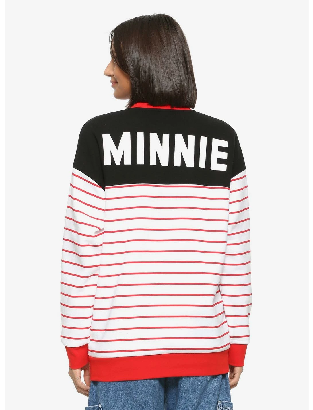 OURUNVRS Our Universe Disney Minnie Mouse Striped Sweatshirt Her Universe Exclusive 3 OURUNVRS Our Universe Disney Minnie Mouse Striped Sweatshirt Her Universe Exclusive - Image 3
