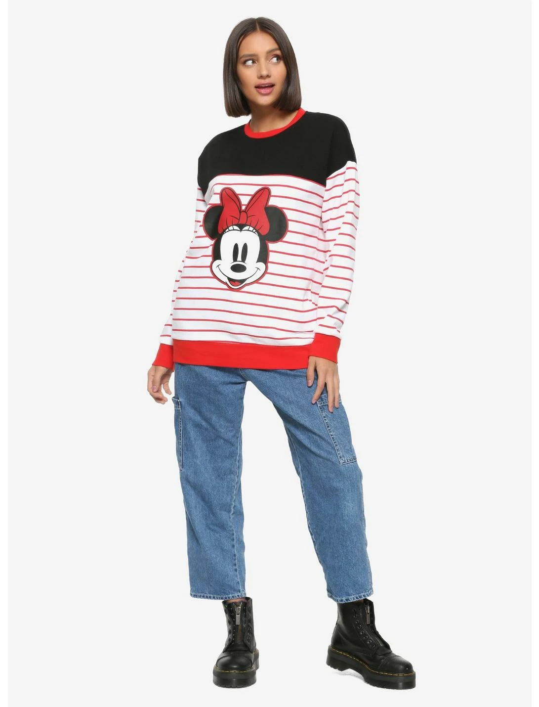 OURUNVRS Our Universe Disney Minnie Mouse Striped Sweatshirt Her Universe Exclusive 4 OURUNVRS Our Universe Disney Minnie Mouse Striped Sweatshirt Her Universe Exclusive - Image 4