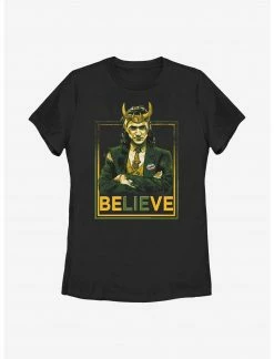HER Marvel Loki Believe Political Motive Womens T-Shirt